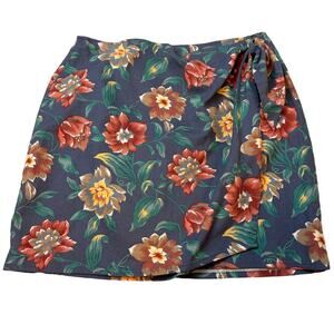 Charter Club Floral Wrap Mini Skirt 100 Cotton Womens Sz 12 Cottage Core